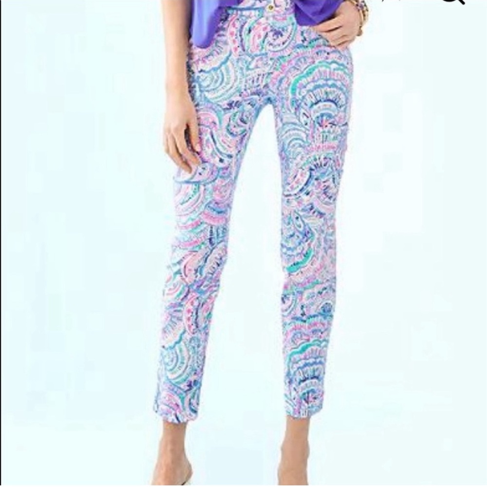 Lilly Pulitzer Kelly Skinny Ankle Pants Size 12 Happy As A Clam Print NEW